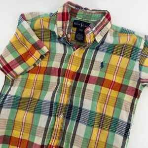 Ralph Lauren Kids Plaid Short Sleeve Button Down Shirt 3T Multicolor